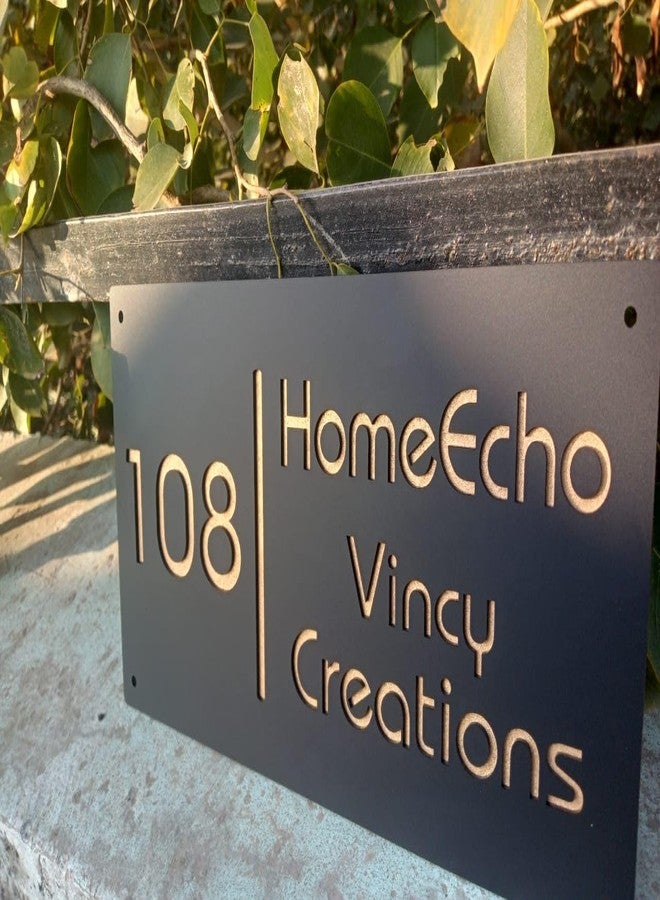 HomeEcho لوحات أسماء أبواب فاخرة مقاومة للماء من هوم إيكو، قابلة للتخصيص، لمداخل المنازل (15×30 سم) بأحرف ثلاثية الأبعاد - مثالية للمنازل والمكاتب والمداخل الخارجية، مزودة بمسامير من الفولاذ المقاوم للصدأ || لوحات أسماء الأبواب (أسود وأبيض) - Image 4